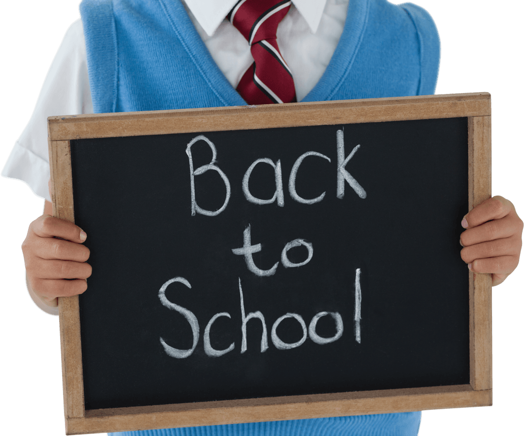 Transparent Schoolboy Holding Slate with Back to School Text