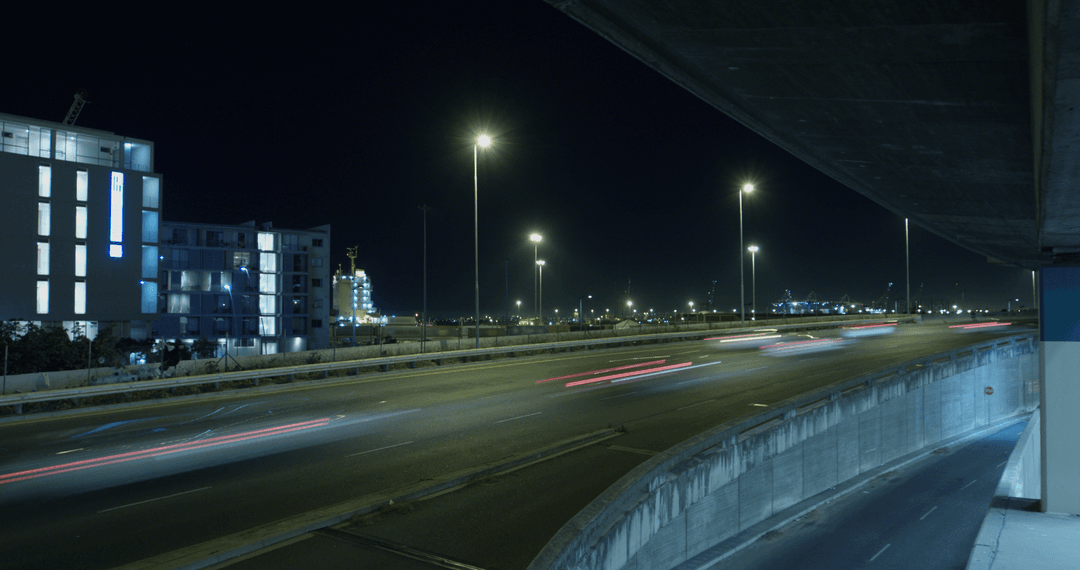 Transparent Night View of Illuminated City Street