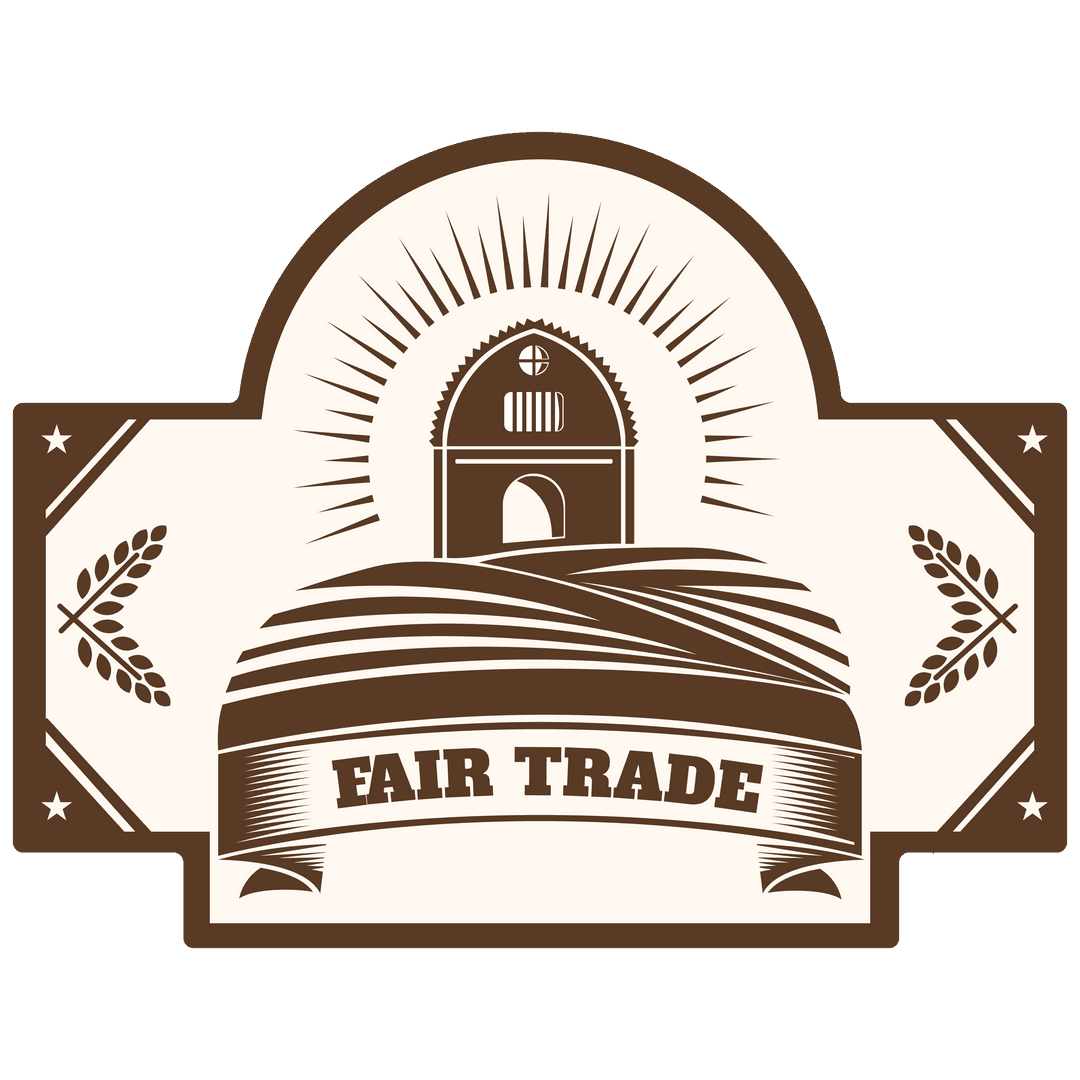 Transparent Emblem Highlighting Fair Trade Agriculture Concept