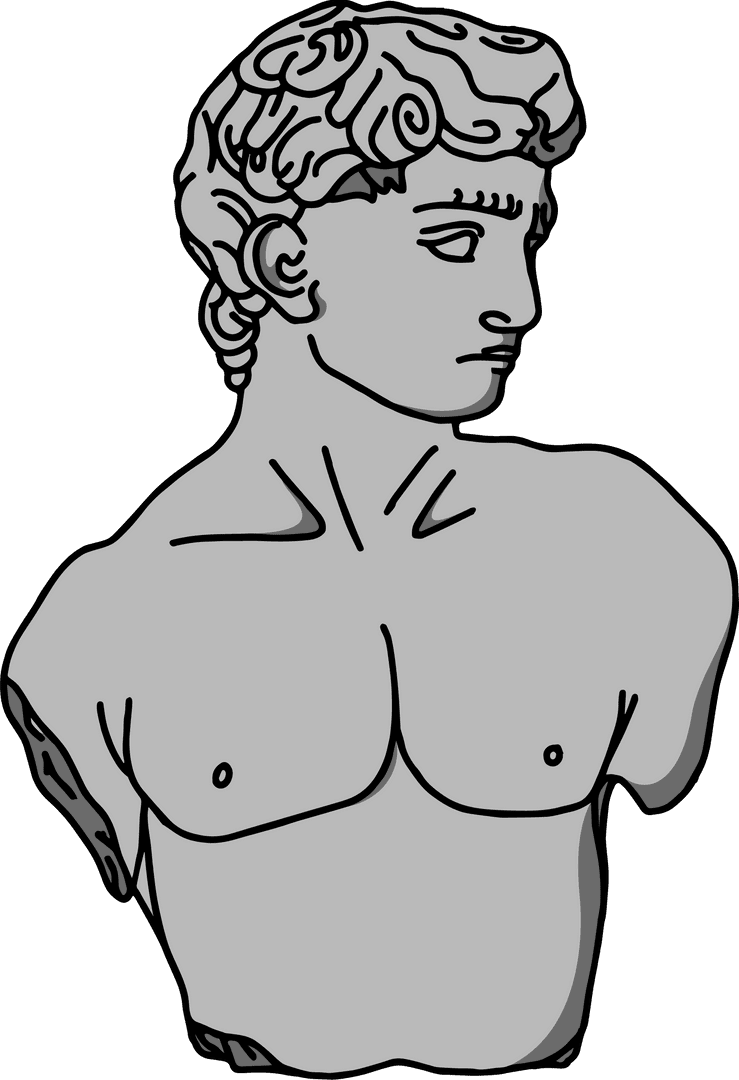 Classical Male Bust Study with Transparent Background