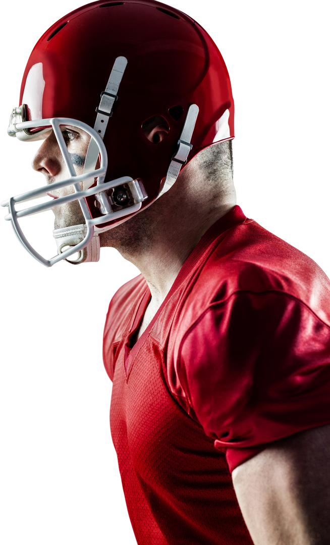 Focused American Football Player in Profile with Helmet - Download Free Stock Images Pikwizard.com