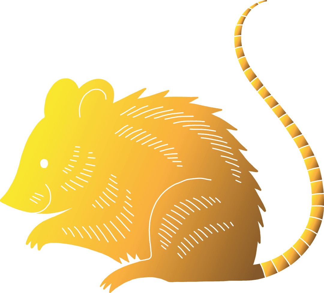 Colorful Yellow Rat Silhouette on Transparent Background