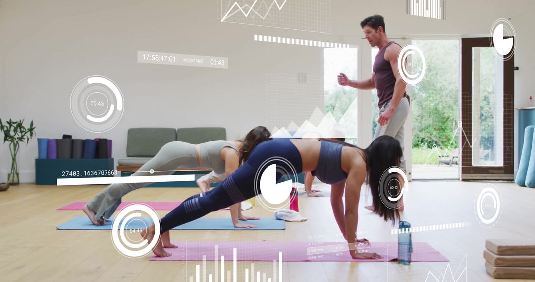 Technology-Driven Fitness Class with Diverse Participants and Coach