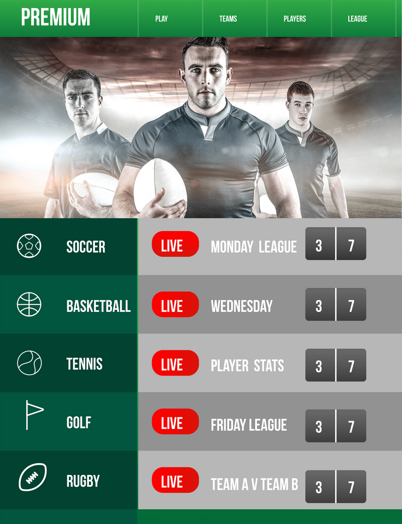 Live Sports Interface on Transparent Background with Athletics Theme