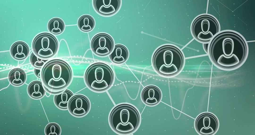 Conceptual Global Connections in Digital Network on Green Background