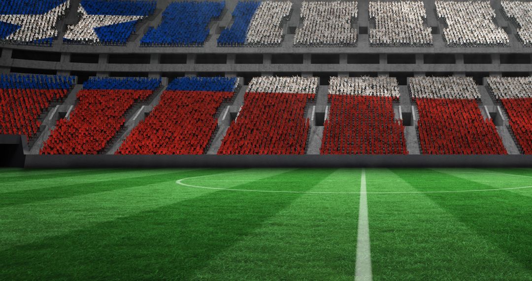 Chilean Flag in Vibrant Stadium with Gold Confetti Celebration