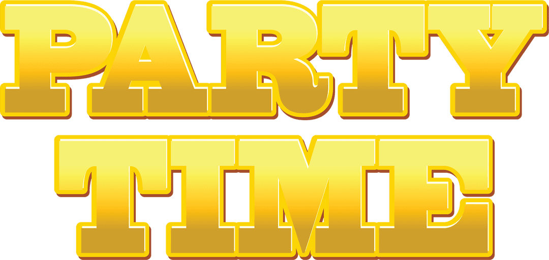 Golden Party Time Text on Transparent Background