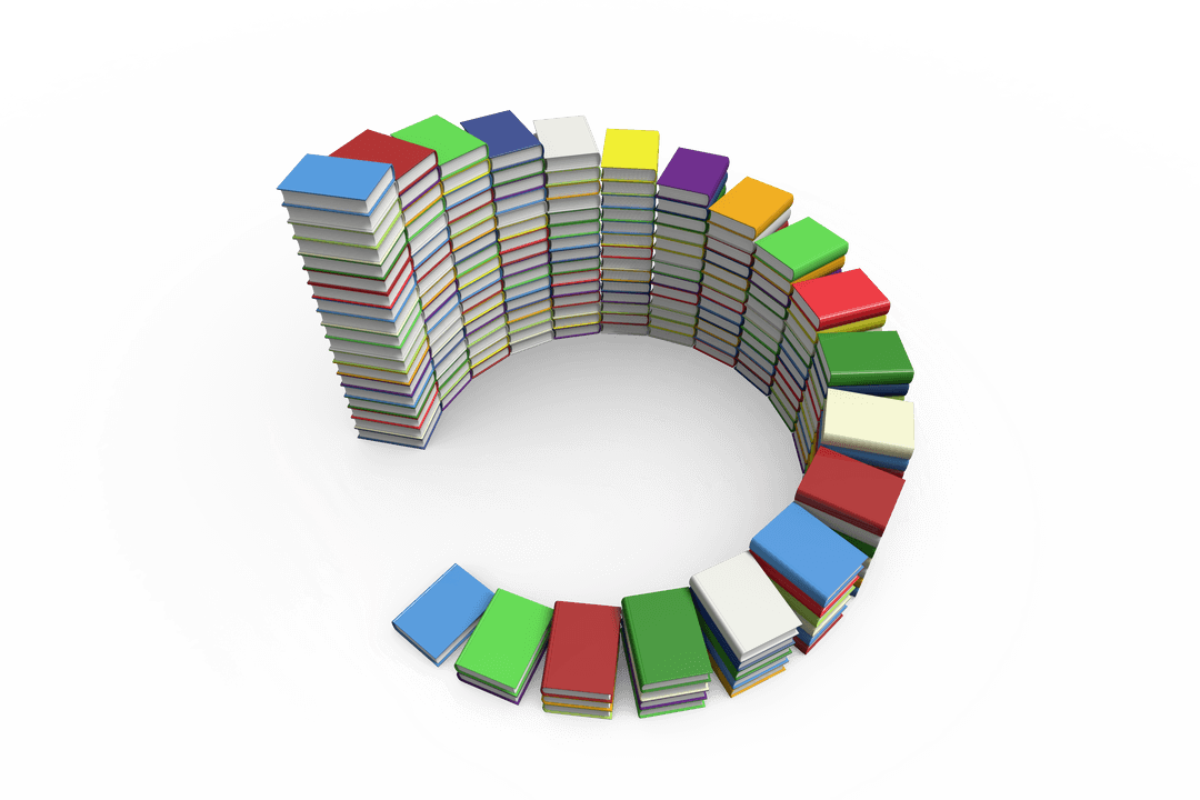 Transparent Stacked Books Spiral Illustration on PNG