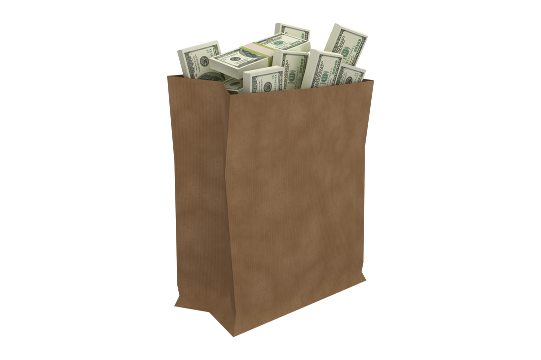 Paper Bag Filled with Stacks of Dollar Bills on Transparent Background Finance Concept - Download Free Stock Images Pikwizard.com