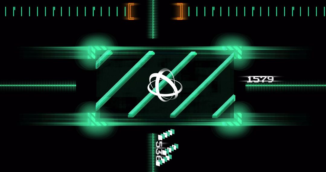 Futuristic Data Processing Interface with Neon Graphics