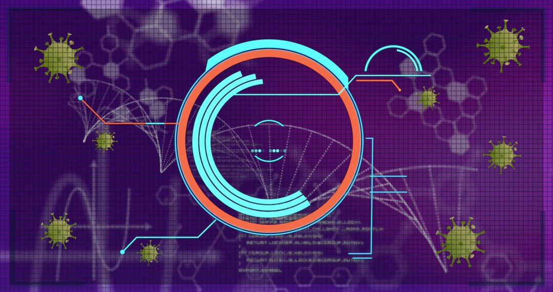 Abstract DNA Data and Technology Concept with Virus Particles
