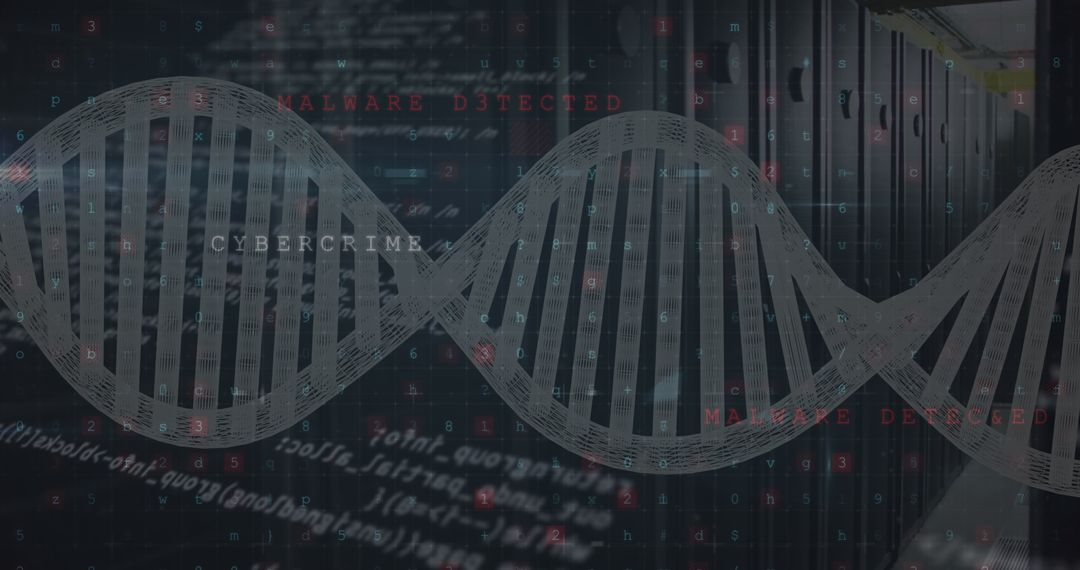 DNA Helix in Data Center with Cybercrime Conceptual Overlay
