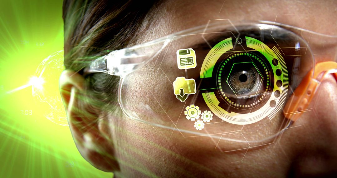 Person Wearing Smart Glasses with Futuristic Virtual Interface - Free Images, Stock Photos and Pictures on Pikwizard.com