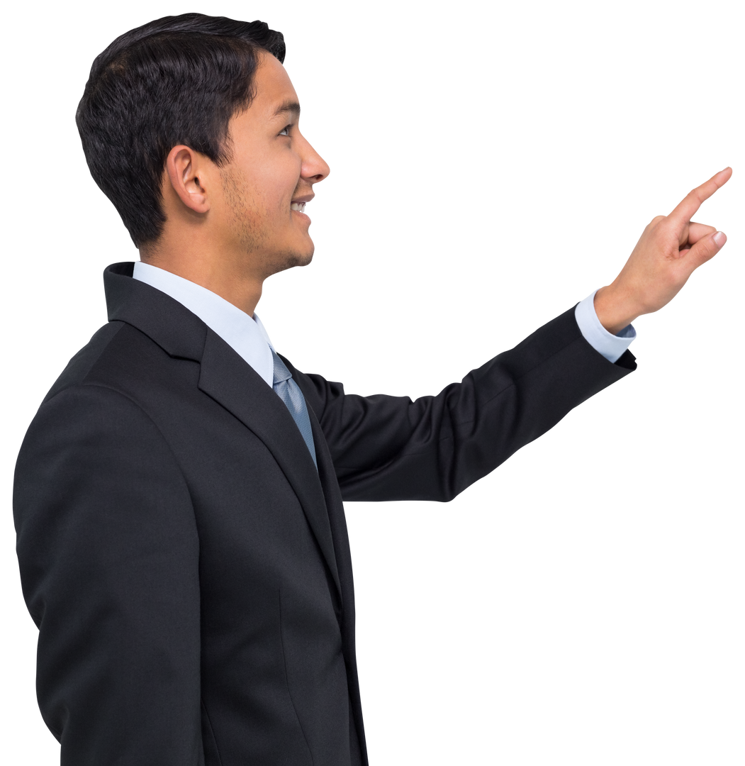 Smiling Biracial Businessman Pointing with Confidence on Transparent Background - Download Free Stock Images Pikwizard.com