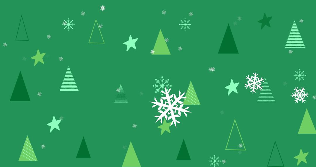 Green Christmas Tree and Snowflake Pattern Design