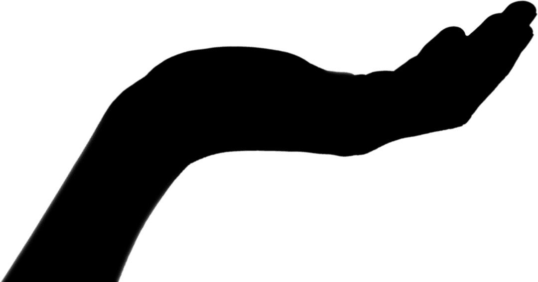 Black Silhouette of Woman's Hand on Transparent Background