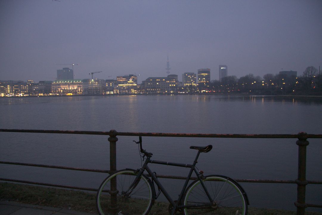 BIKE IN FRONT OF HAMBURG - Free Images, Stock Photos and Pictures on Pikwizard.com