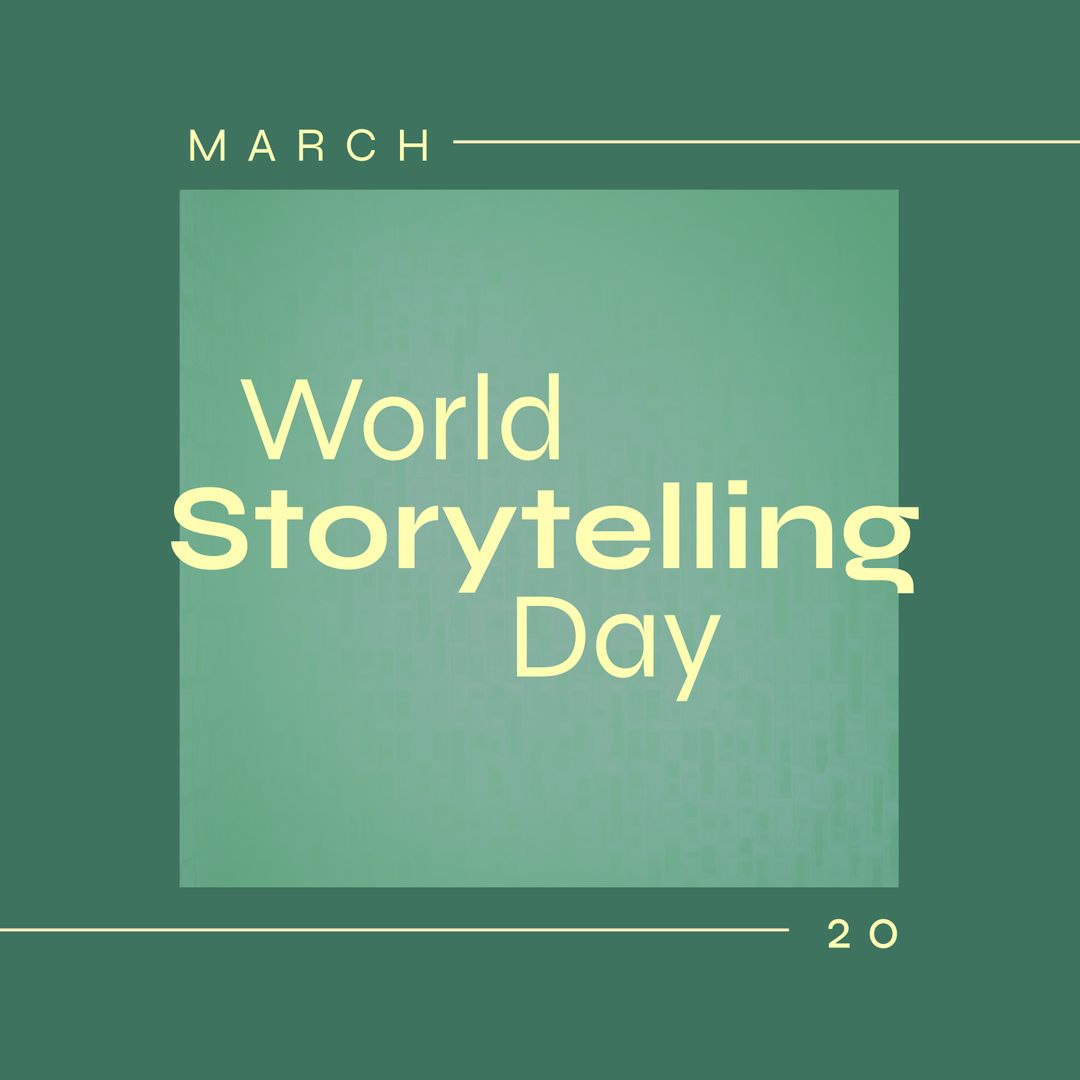 World Storytelling Day Celebratory Graphic on Green Background