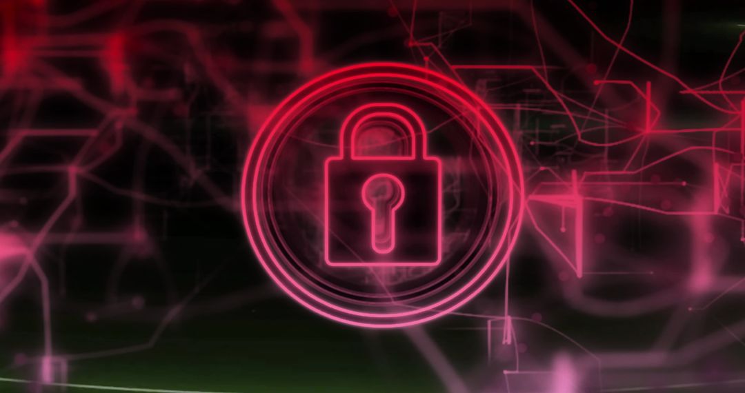 Futuristic Digital Network with Secure Data Encryption Symbol