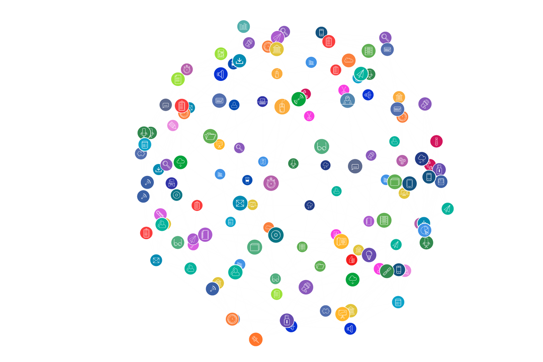 Transparent Network of Multicolored Circular Computer Icons - Download Free Stock Images Pikwizard.com