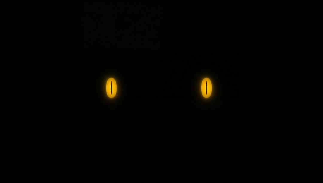 Glowing Cat Eyes Piercing Darkness Expression Nocturnal Mystique
