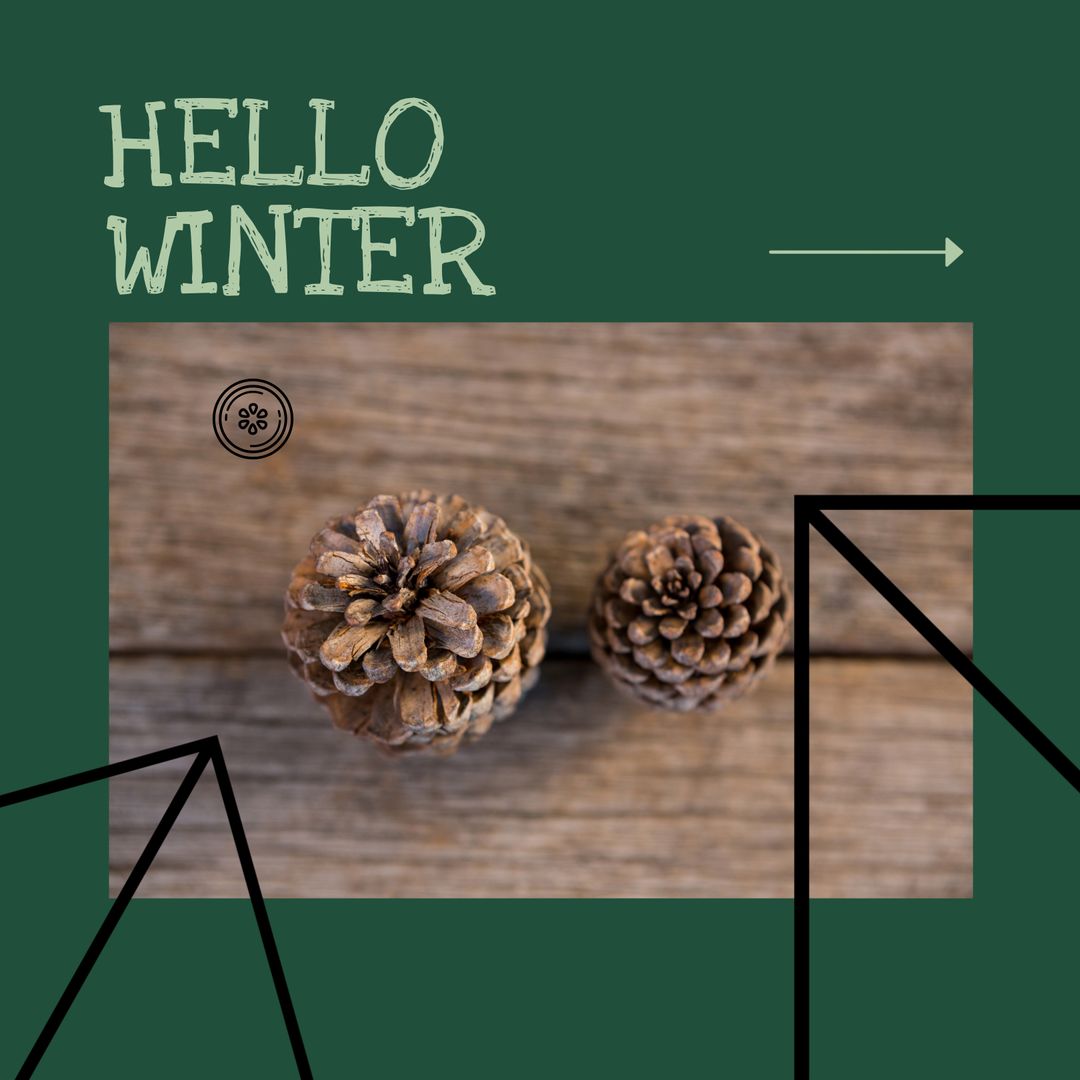 Winter Greeting with Pine Cones and Typography