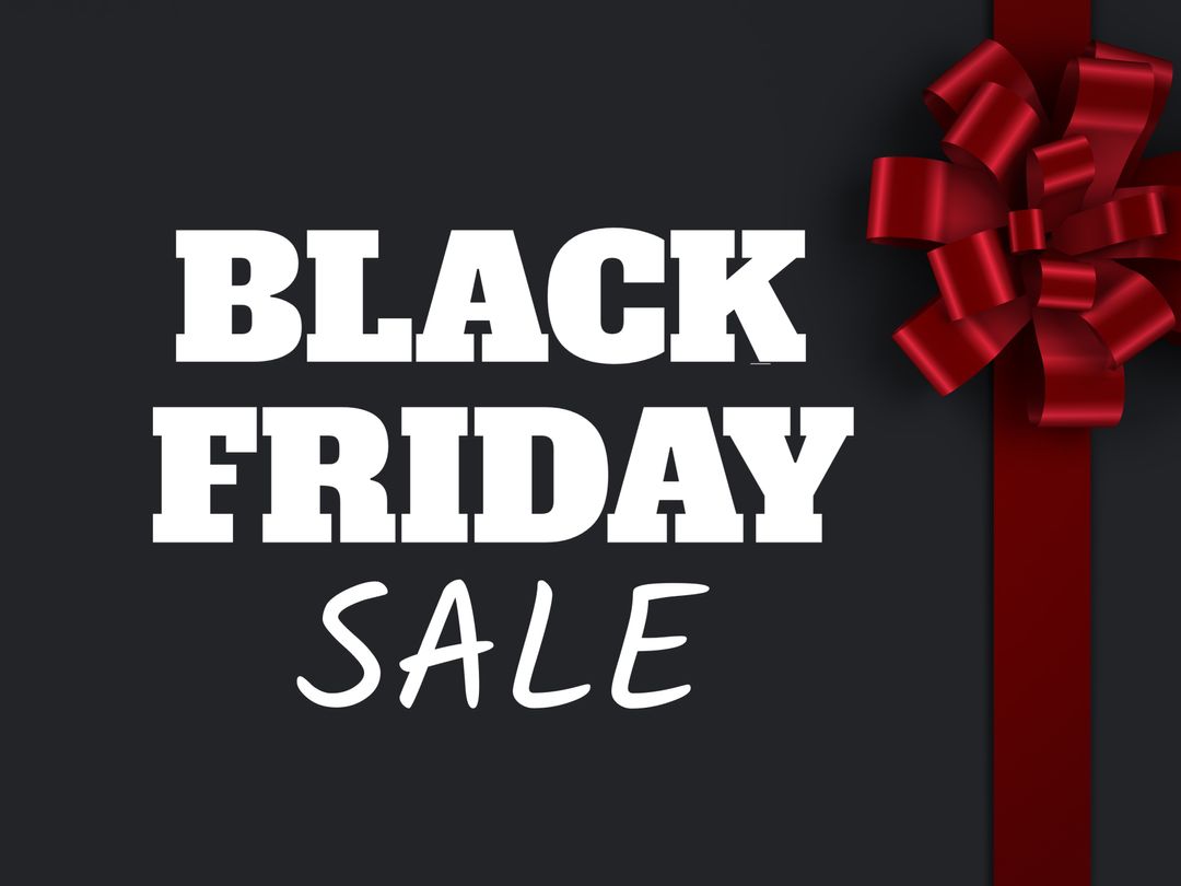 Black Friday Sale with Red Ribbon Highlight