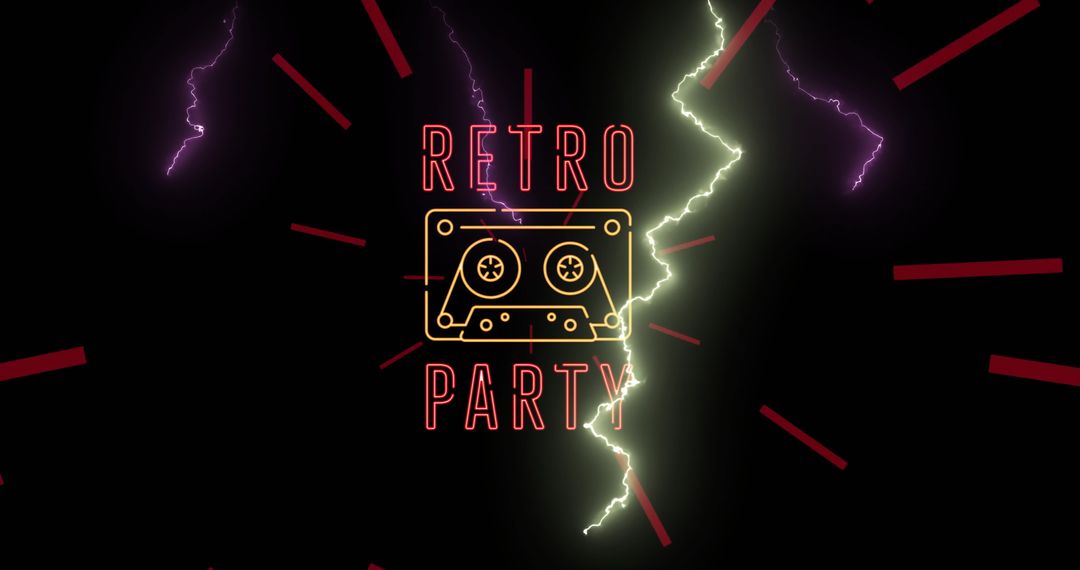 Vibrant Retro Party with Neon Tape Reflecting 80s Nostalgia