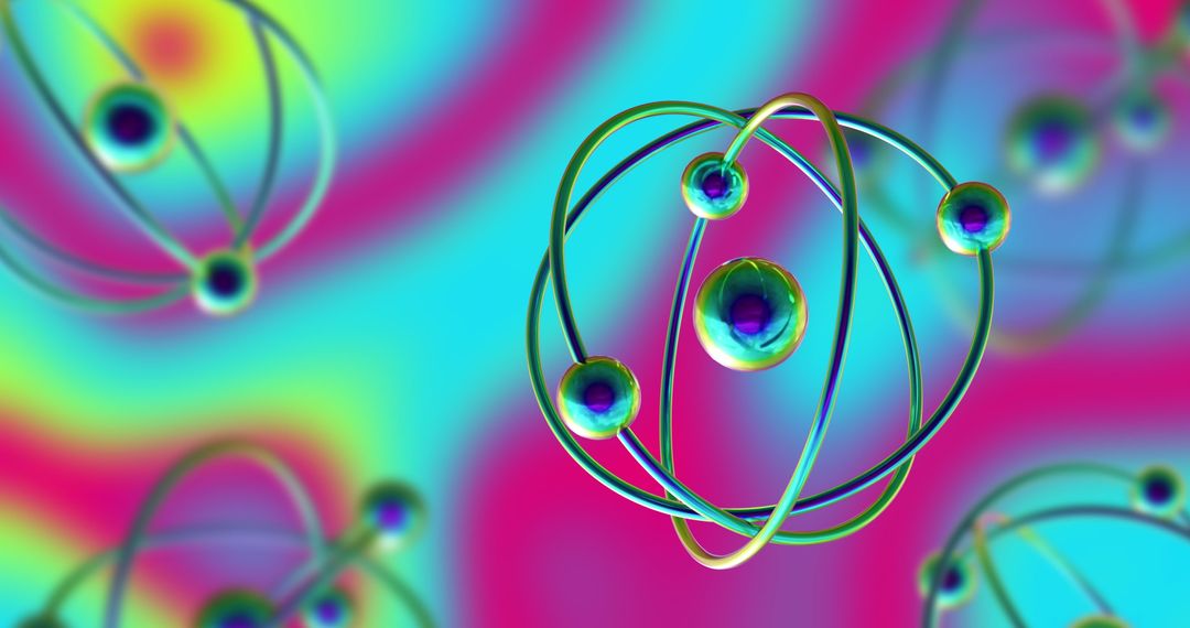 Vibrant Models of Atoms Spinning on Multicolored Background Reflecting Science and Connection - Free Images, Stock Photos and Pictures on Pikwizard.com