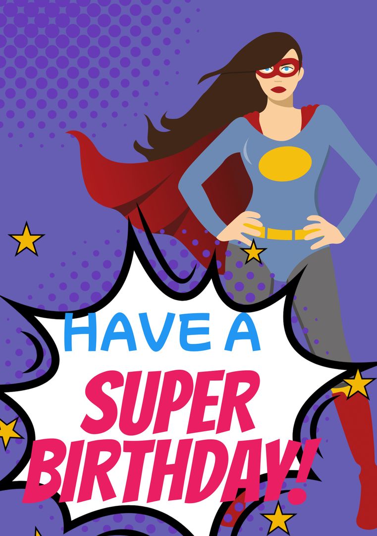 Superhero-themed Birthday Card with Female Hero and Bold Typography - Download Free Stock Templates Pikwizard.com