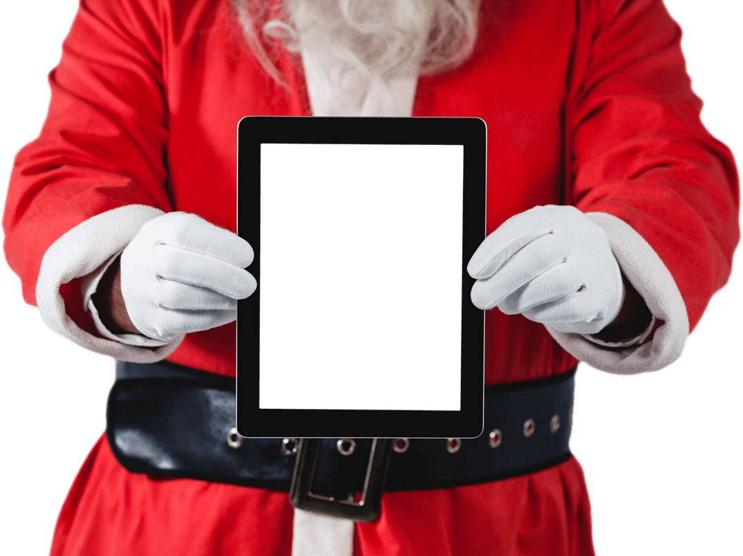 Transparent Santa Claus Holding Tablet for Holidays Slate