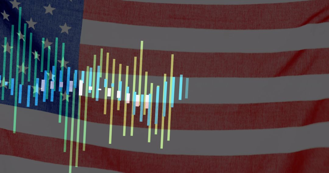 Digital Data Analysis Over American Flag Visual Concept