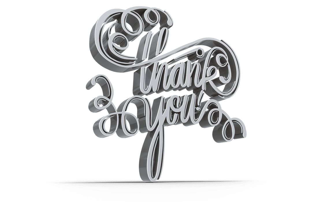 Elegant 3D Transparent Thank You Typography Art