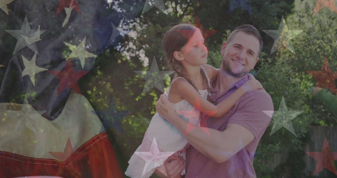 Father and Daughter Smiling with American Flag Double Exposure - Free Images, Stock Photos and Pictures on Pikwizard.com