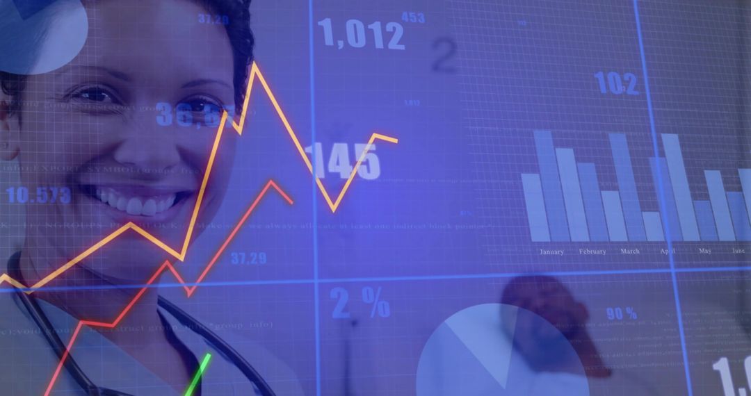 Doctor with Stethoscope and Digital Data Visualization in Healthcare