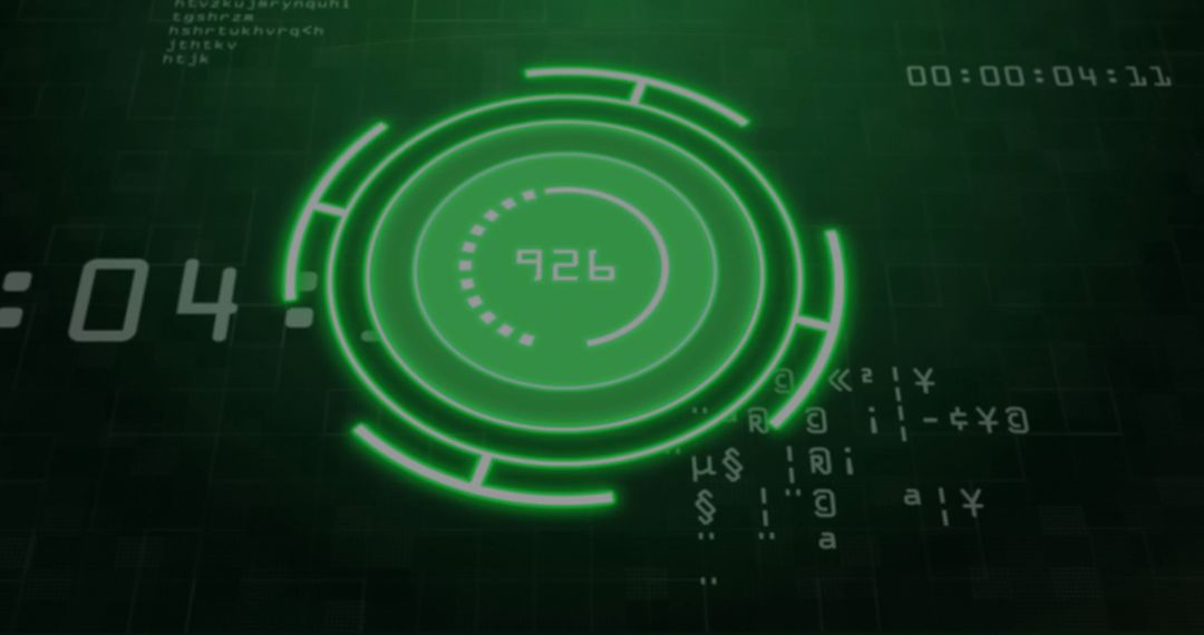 Futuristic Green Digital Interface with Data Symbols