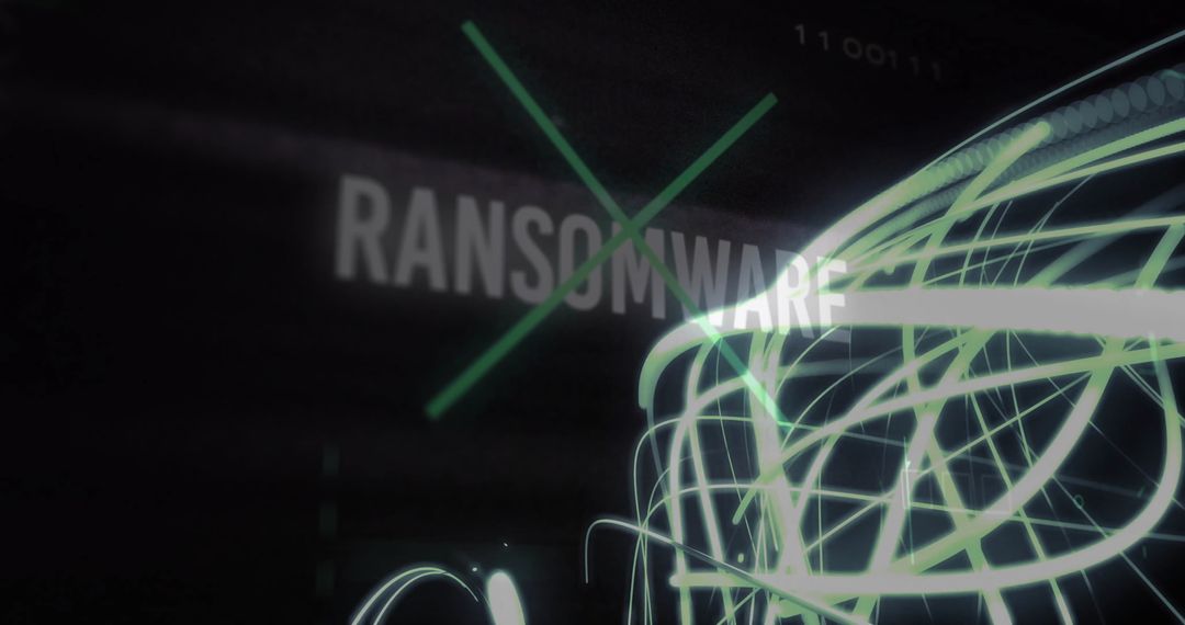 Ransomware Concept with Digital Lines on Dark Background