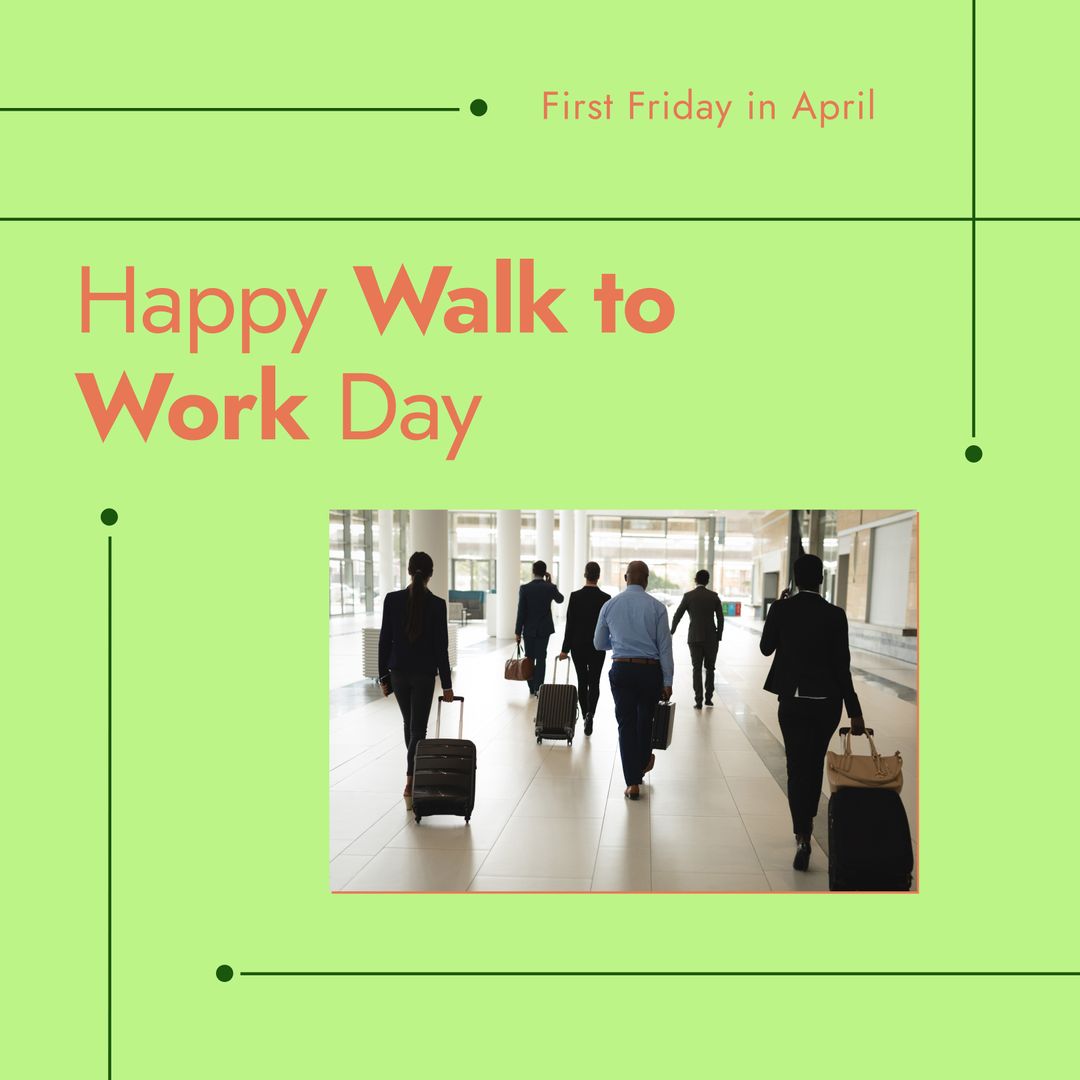 Happy Walk to Work Day Celebration with Group Commuting - Download Free Stock Templates Pikwizard.com