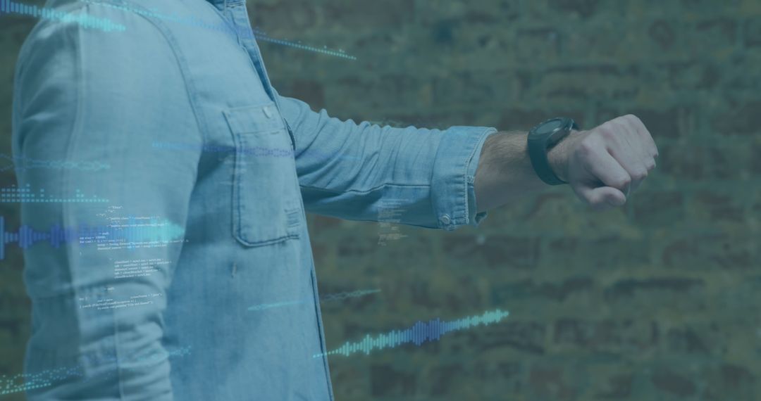 Tech-Savvy Man Monitoring Smartwatch Data Activities