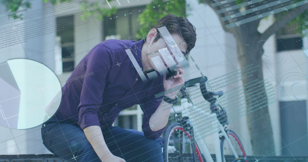 Man Wearing VR Glasses Analyzing Data Outdoors - Free Images, Stock Photos and Pictures on Pikwizard.com