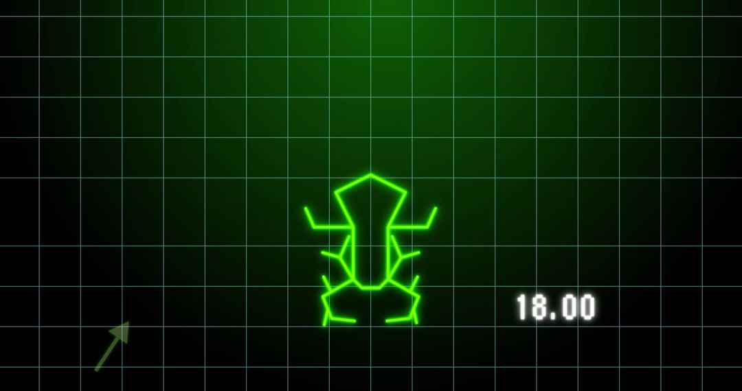 Geometric Bull Symbol with Digital Grid in Green