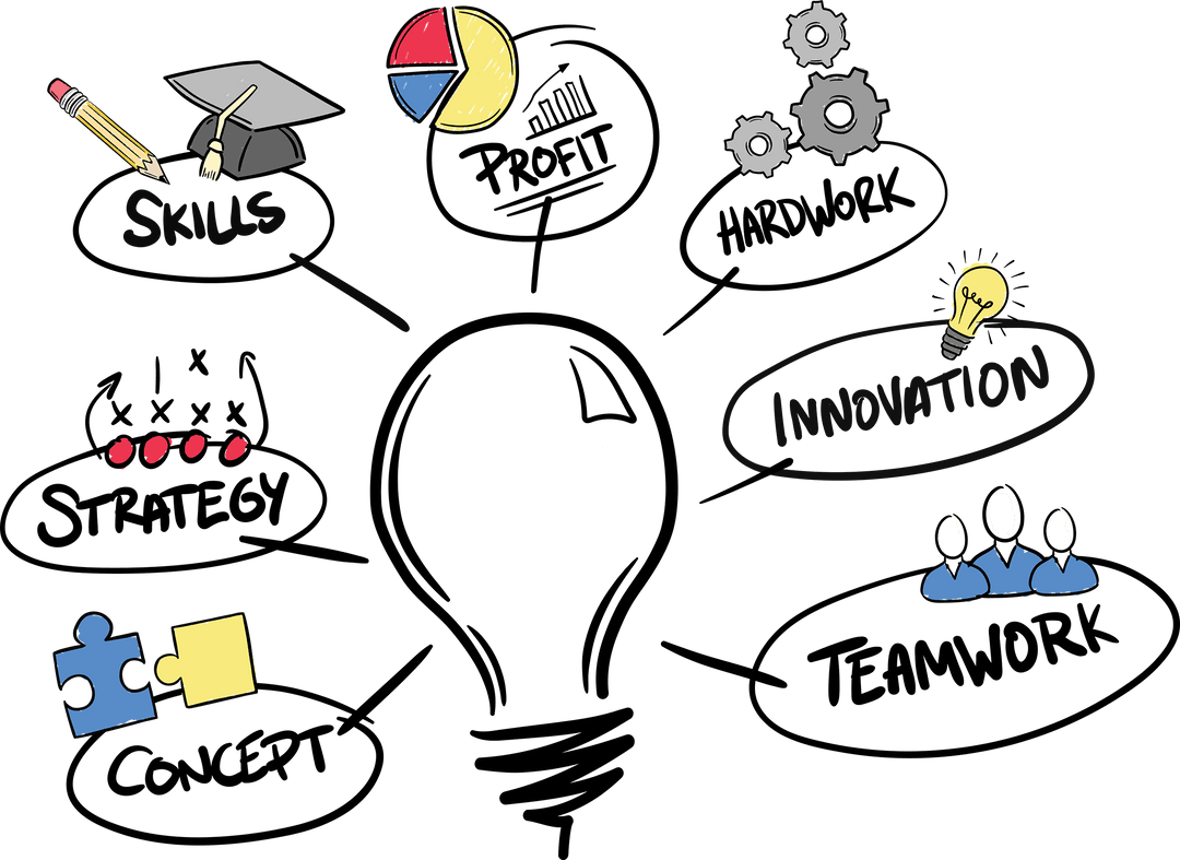 Transparent Business Media Icons and Lightbulb Concept Design