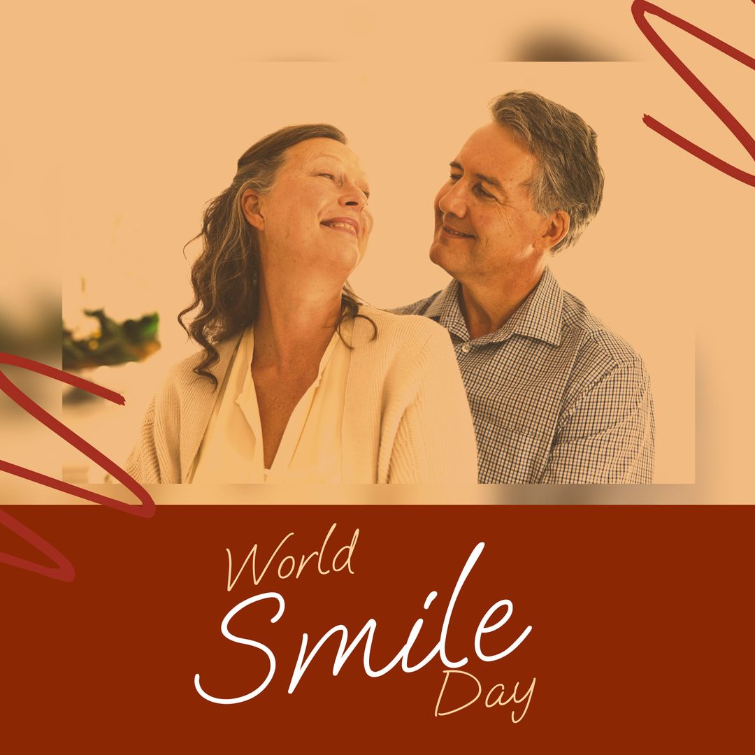 Happy Middle-Aged Couple Celebrating World Smile Day
