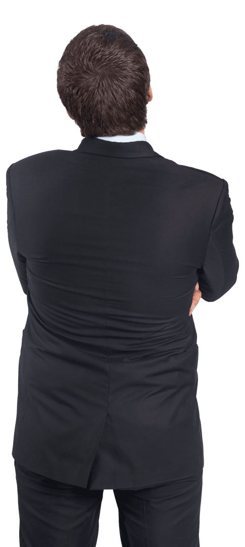 Rear View of Businessman on Transparent Background