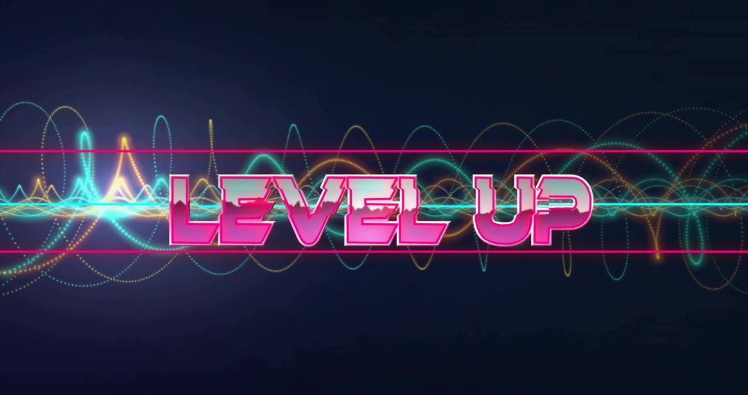 Neon Level Up Typography with Futuristic Arcade Theme