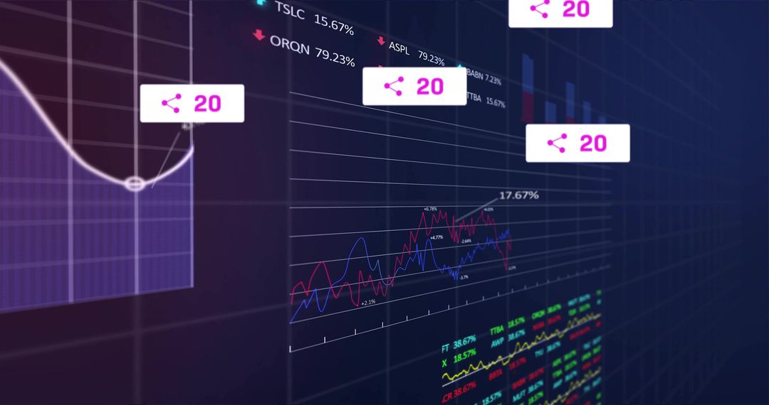 Digital Financial Data Analysis with Share Icons