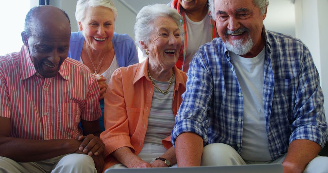 Group of Smiling Seniors Enjoying Time Together Indoors - Free Images, Stock Photos and Pictures on Pikwizard.com