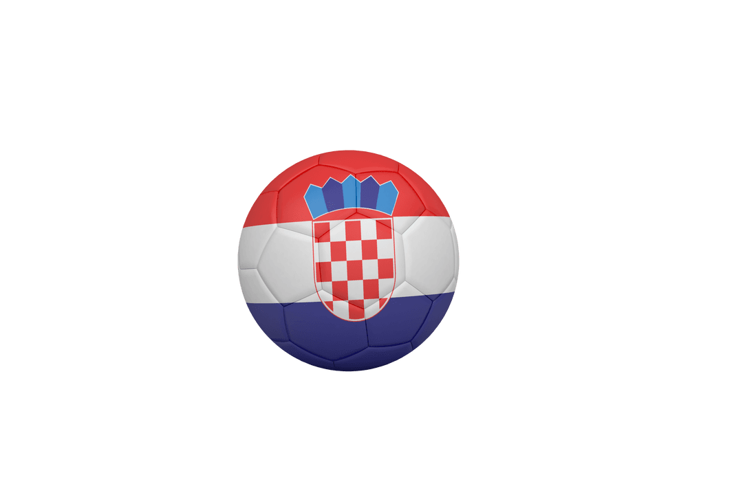 Football with Croatian Flag Design on Transparent Background