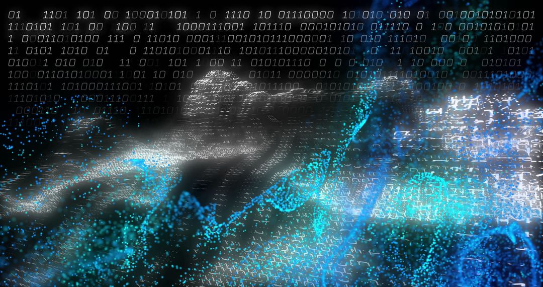 Cascading Binary Waveform and Glowing Data Streams