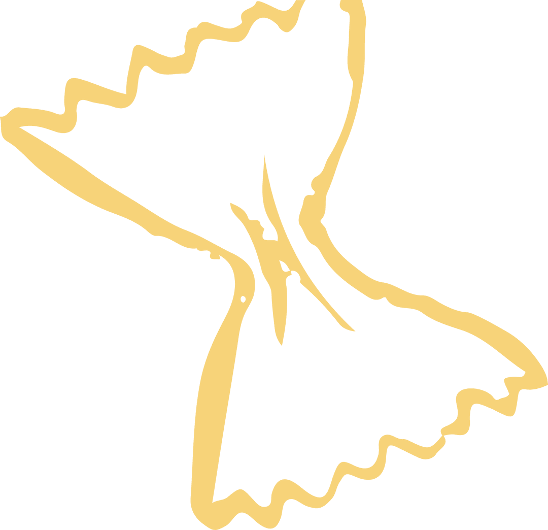 Minimalist Yellow Bird Flying Falcon Bold Outline Transparent Background